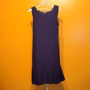 Danny & Nicole Purple Ruffled Sheath Midi Dress